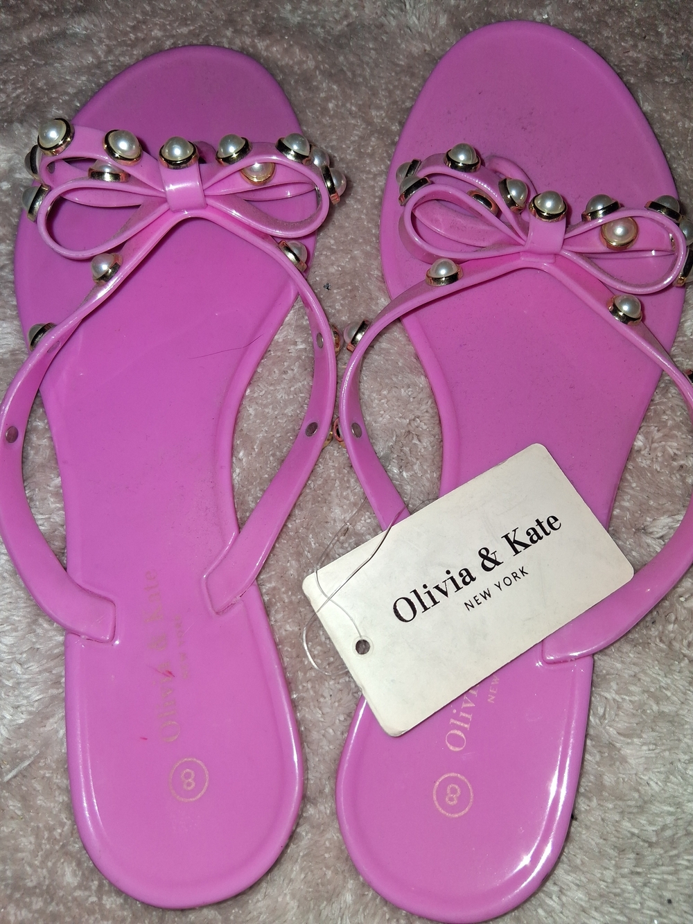 Pink Bow Jelly Flats